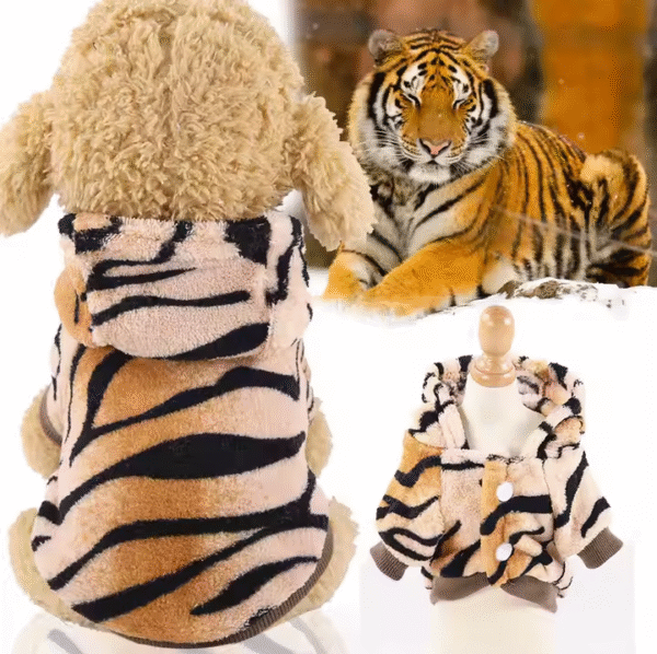 Disfraz de Tigre para Perros – Ropa de Invierno Suave y Cálida para Mascotas - Image 5
